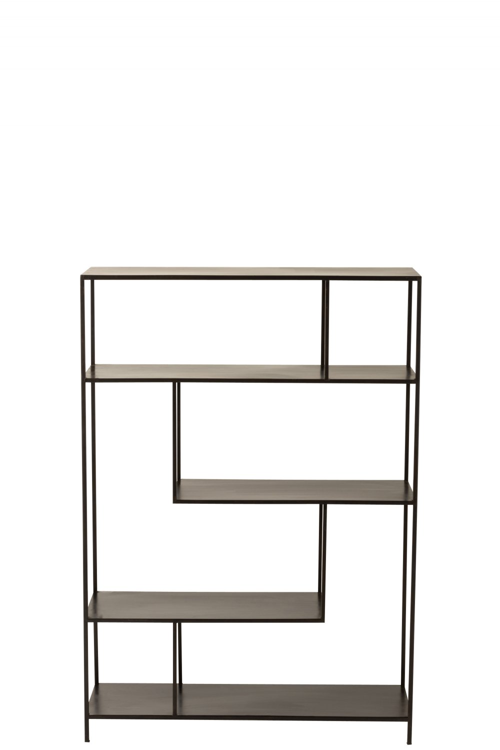 Étagère haute rectangulaire 5 niveaux irréguliers DEZI en métal noir.